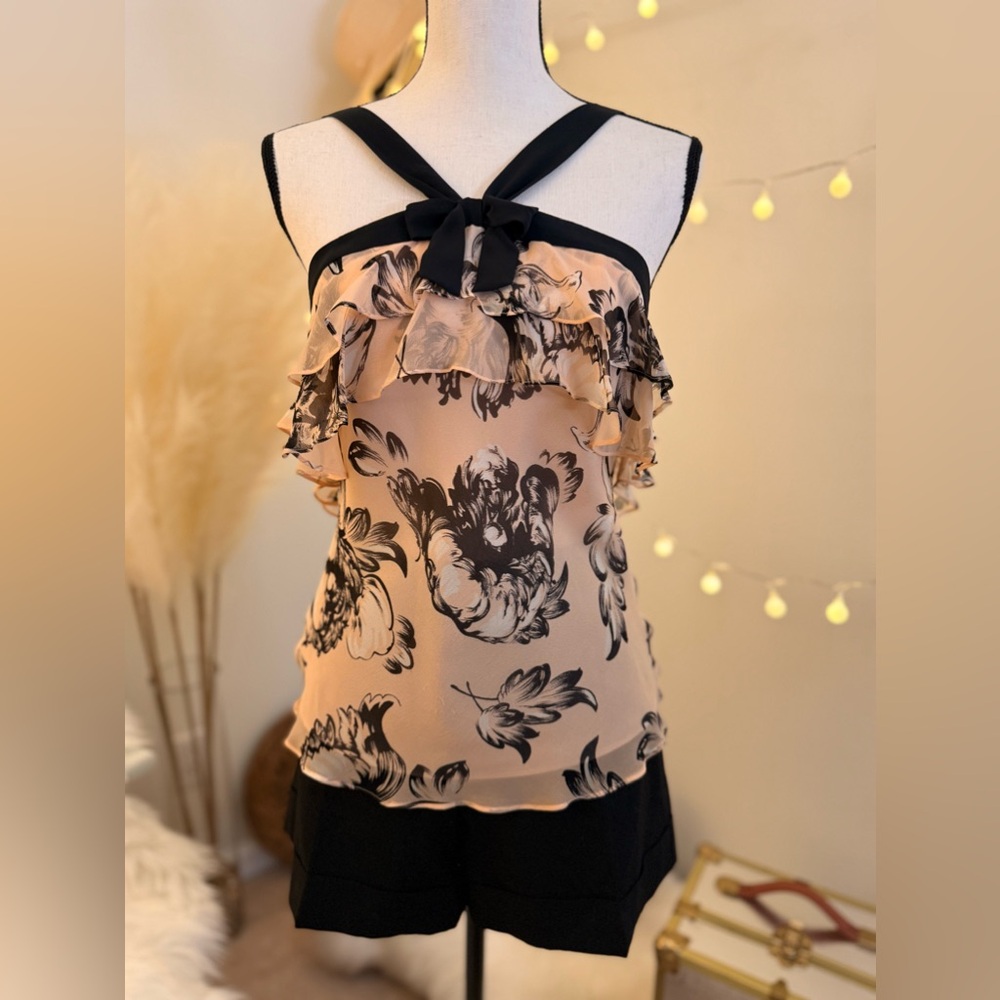 🌾 Gorgeous‎ BCBG Floral Ruffle Halter Top